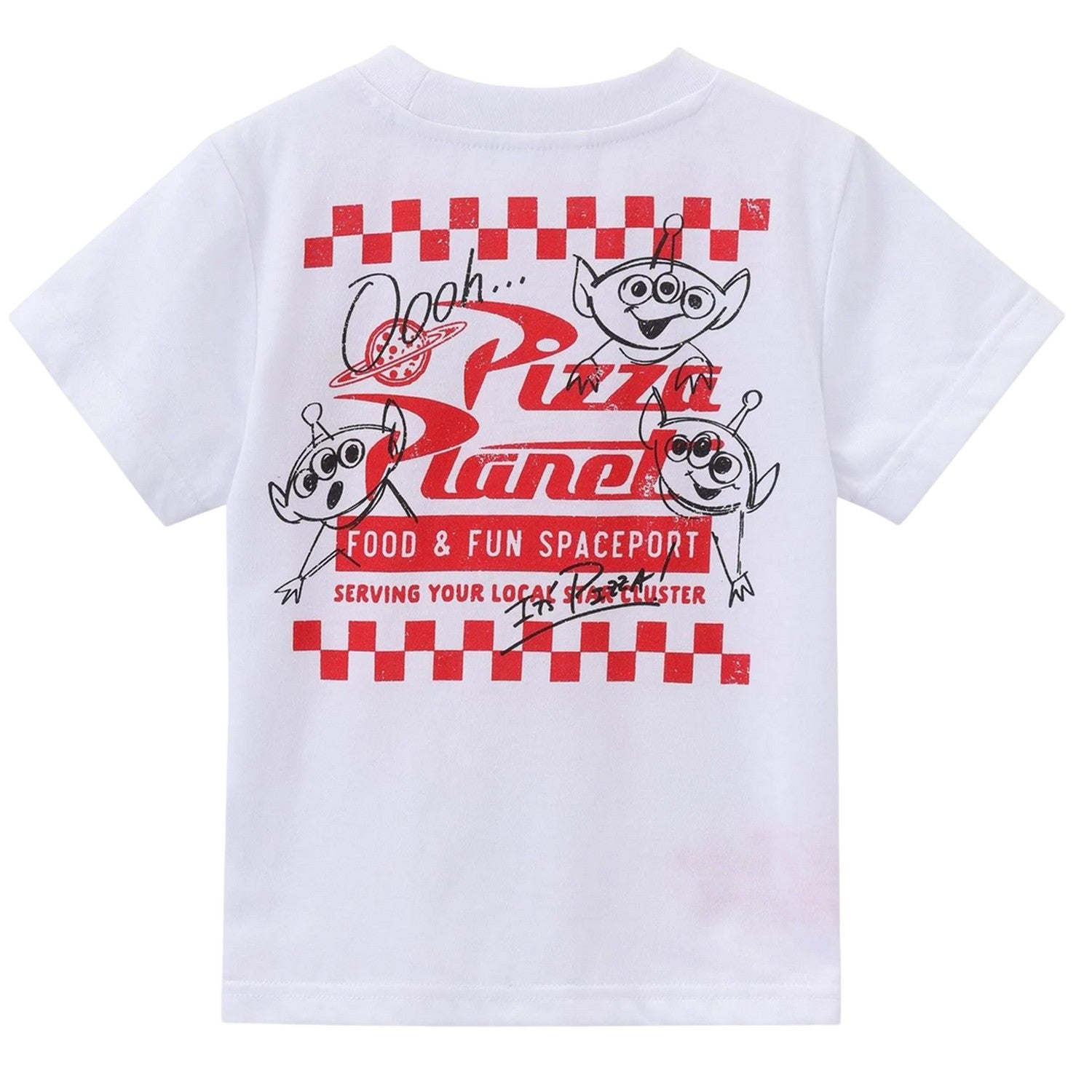 White-Red - Back - Toy Story Childrens-Kids Pizza Planet Alien T-Shirt