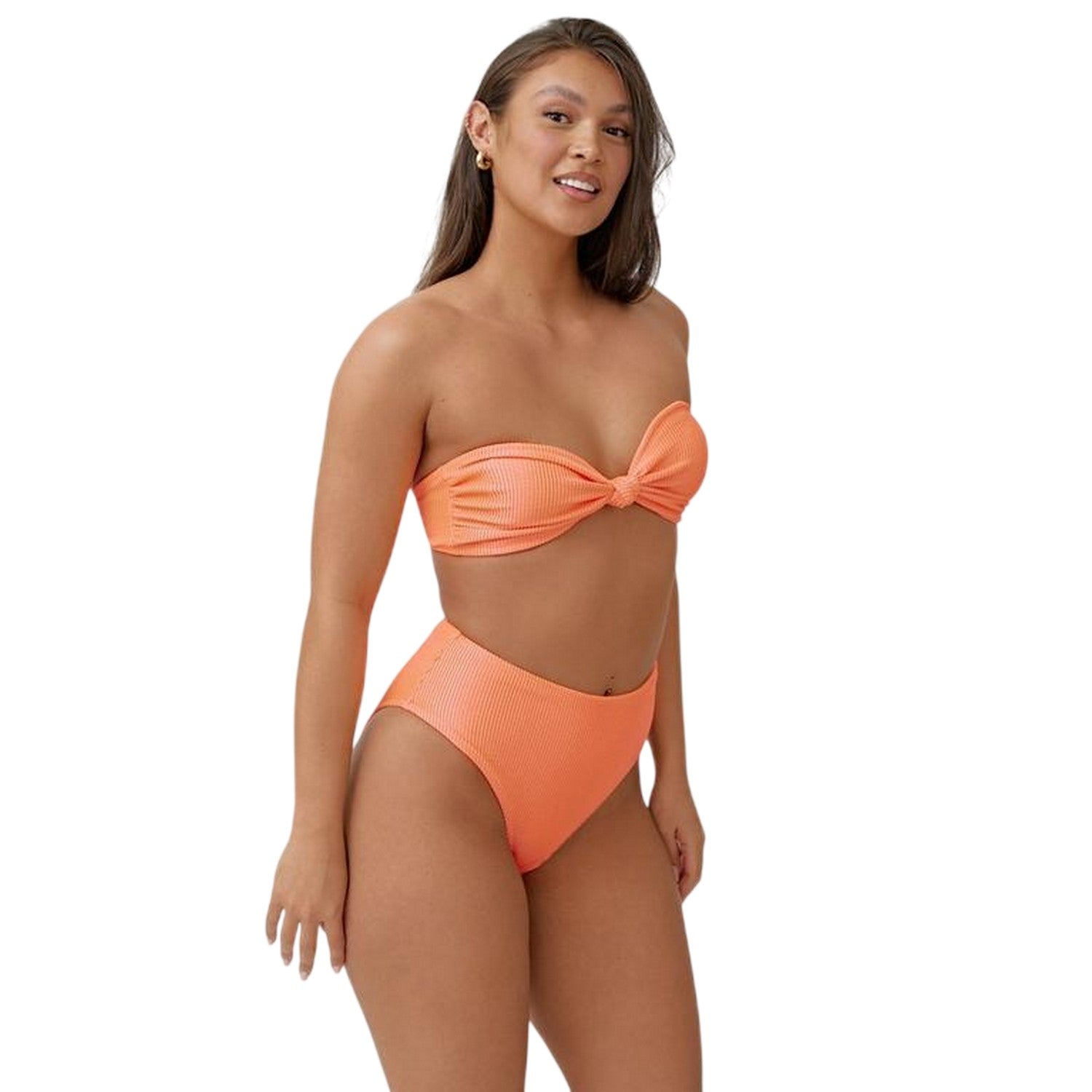Coral - Lifestyle - Be You Womens-Ladies Textured High Waist Bikini Bottoms