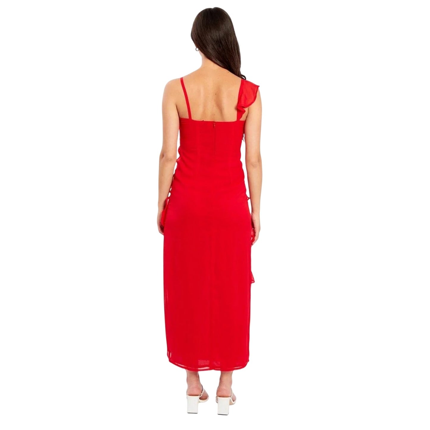 Red - Front - Influence Womens-Ladies Tiered V Neck Cami Maxi Dress