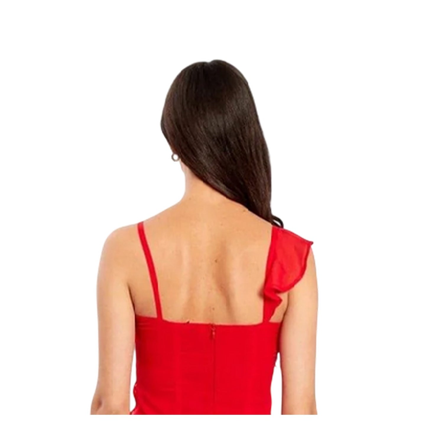 Red - Side - Influence Womens-Ladies Tiered V Neck Cami Maxi Dress
