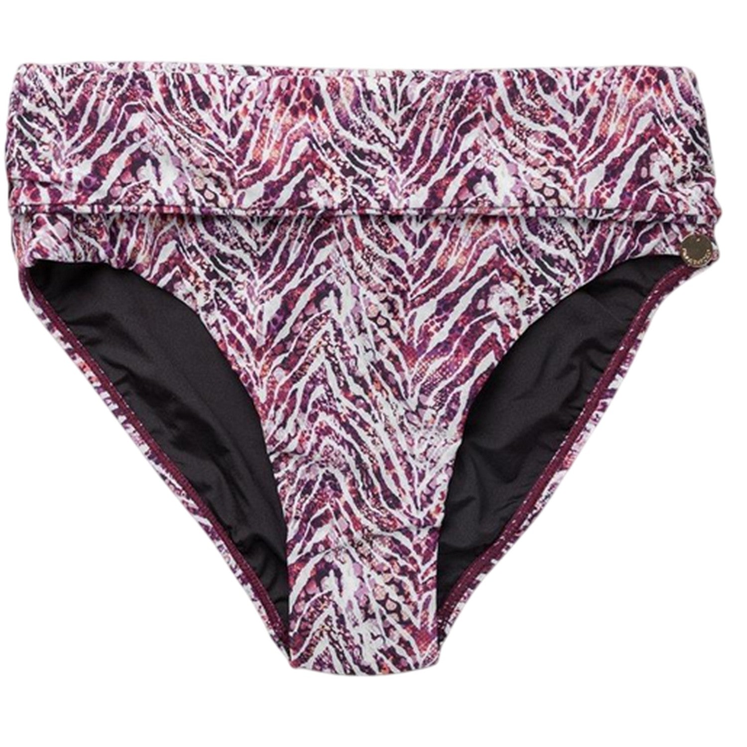 Pink - Side - Panos Emporio Womens-Ladies Zebra Print High Waist Swim Briefs