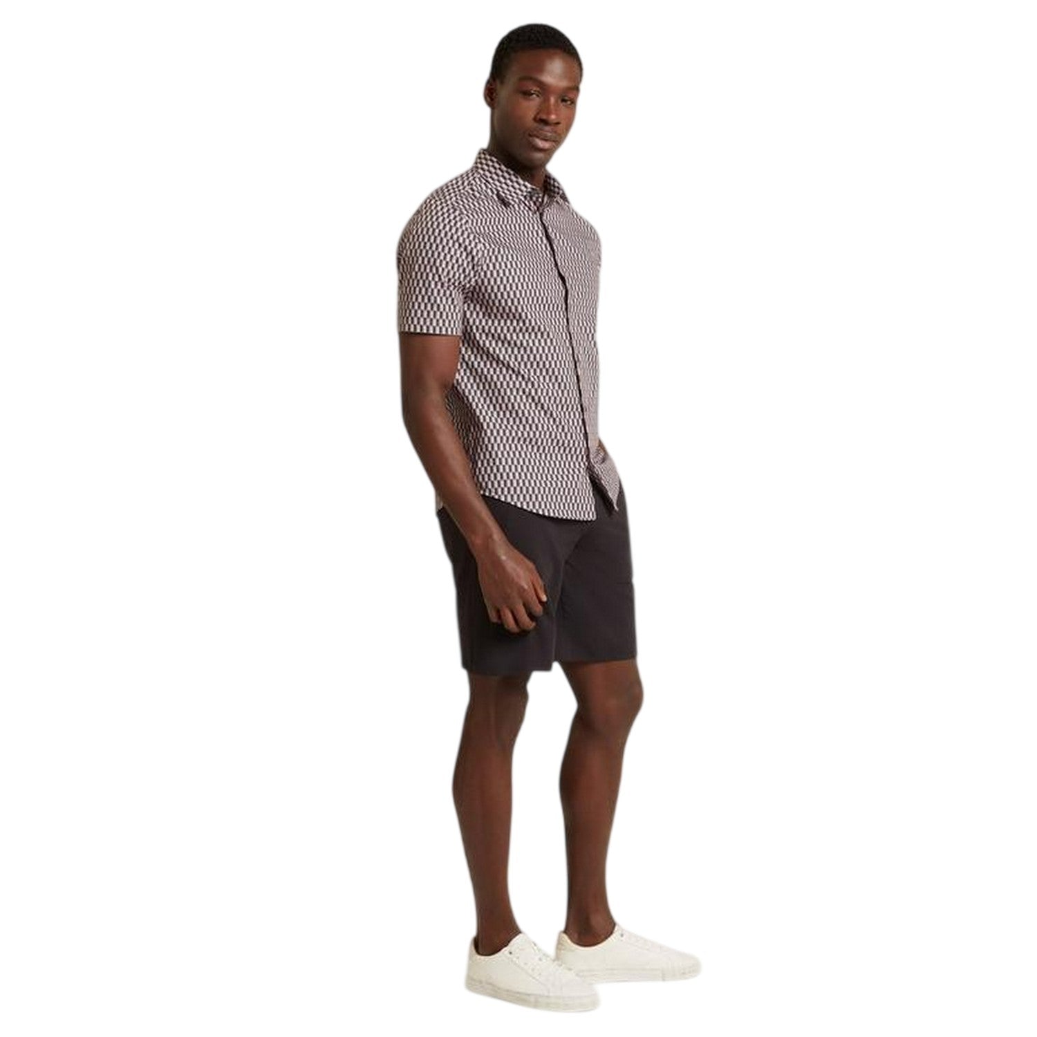 Pink - Pack Shot - Ted Baker Mens Geometric Regular Shirt