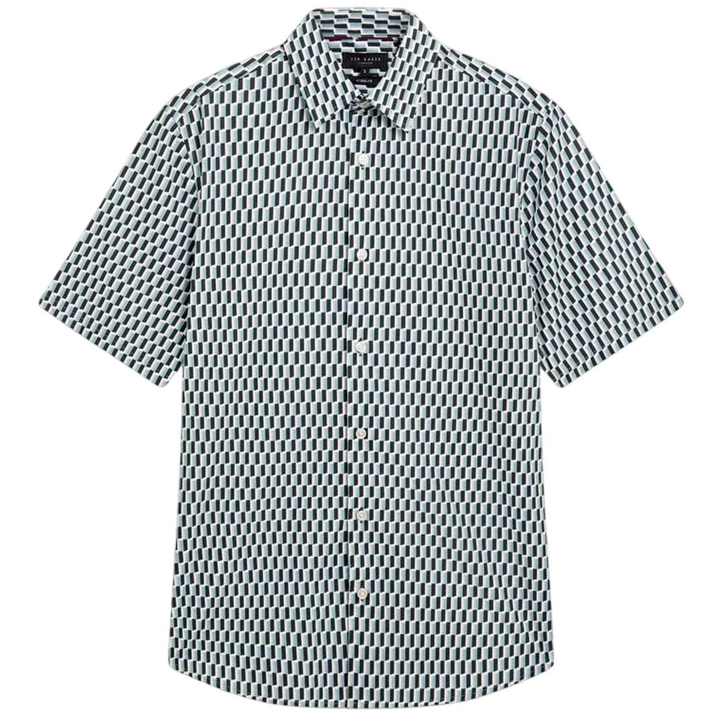 Turquoise - Front - Ted Baker Mens Geometric Regular Shirt