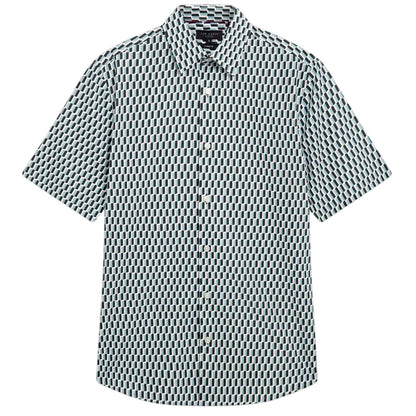 Turquoise - Front - Ted Baker Mens Geometric Regular Shirt