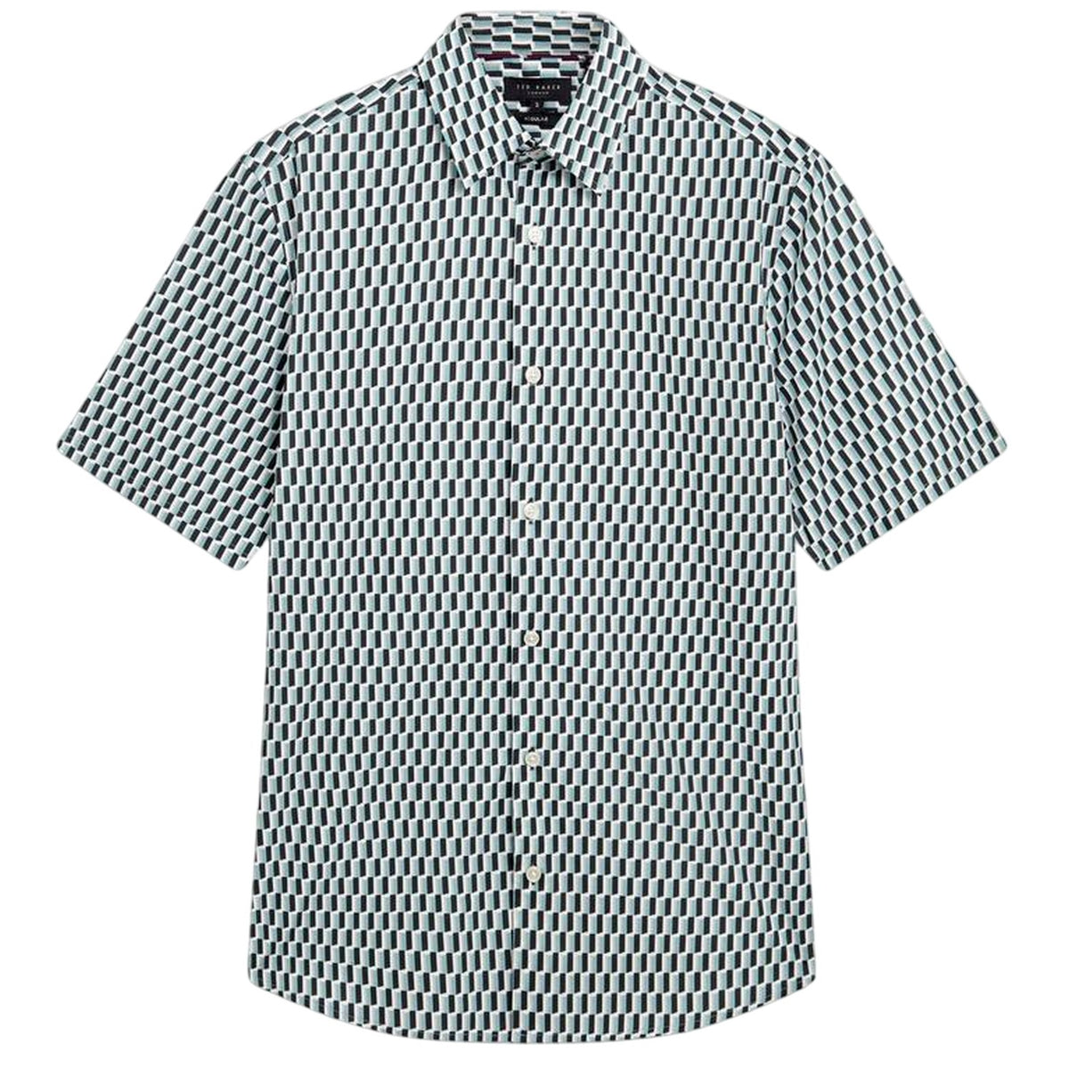Turquoise - Front - Ted Baker Mens Geometric Regular Shirt
