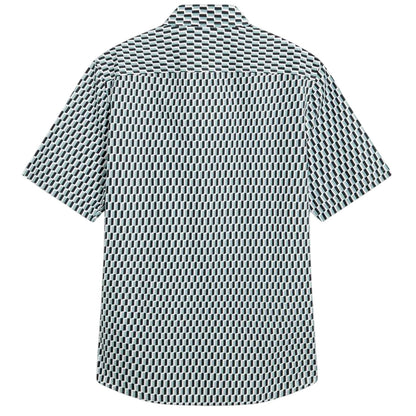 Turquoise - Back - Ted Baker Mens Geometric Regular Shirt