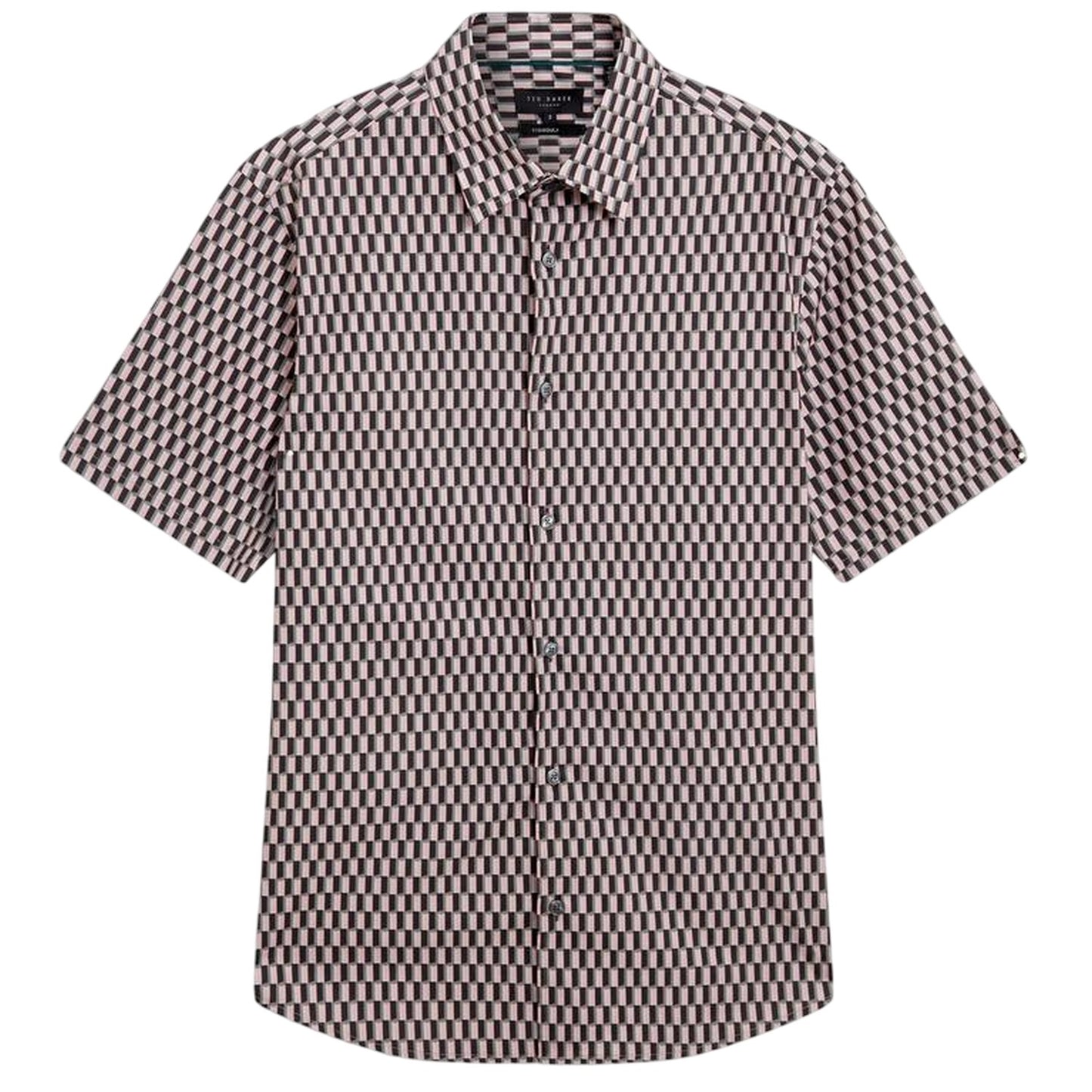 Pink - Front - Ted Baker Mens Geometric Regular Shirt