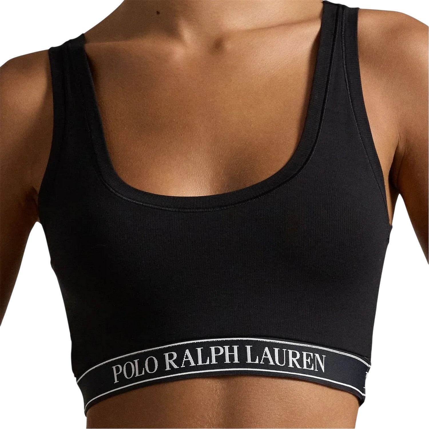 Black - Side - Ralph Lauren Womens-Ladies Logo Scoop Neck Bralette