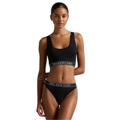 Black - Lifestyle - Ralph Lauren Womens-Ladies Logo Scoop Neck Bralette
