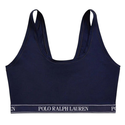 Navy - Front - Ralph Lauren Womens-Ladies Logo Scoop Neck Bralette