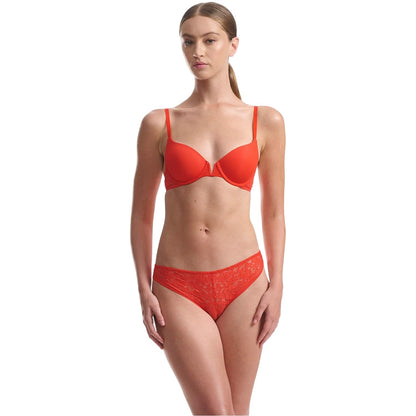 Red - Pack Shot - Wolford Womens-Ladies Lace Mid Rise Bikini Bottoms