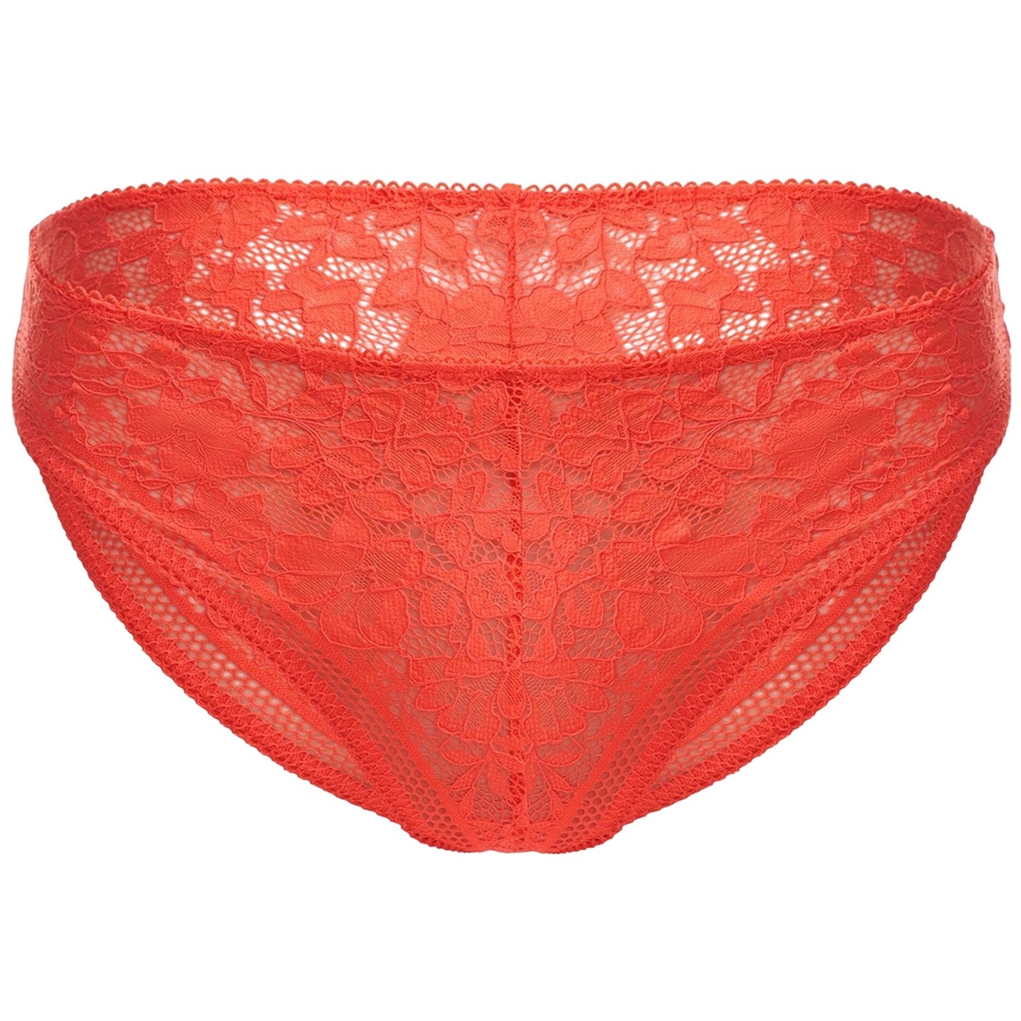 Red - Front - Wolford Womens-Ladies Lace Mid Rise Bikini Bottoms