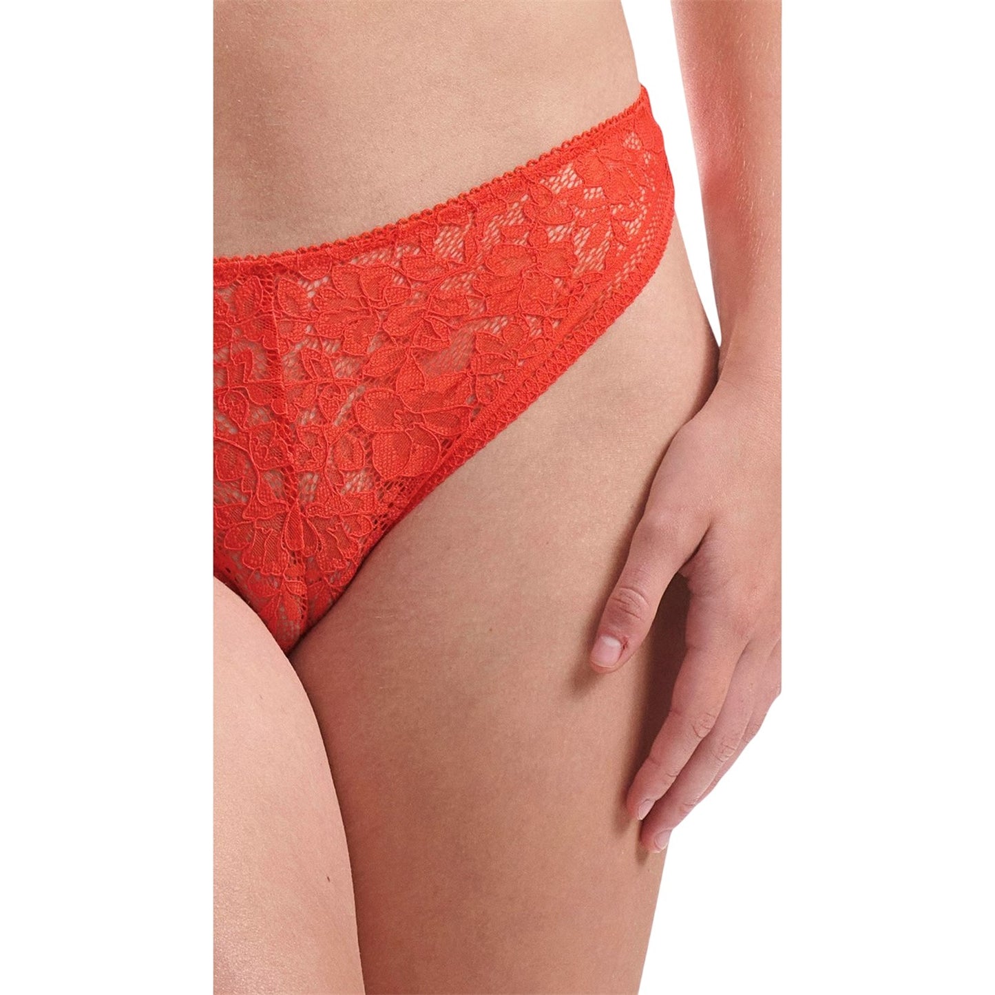 Red - Lifestyle - Wolford Womens-Ladies Lace Mid Rise Bikini Bottoms