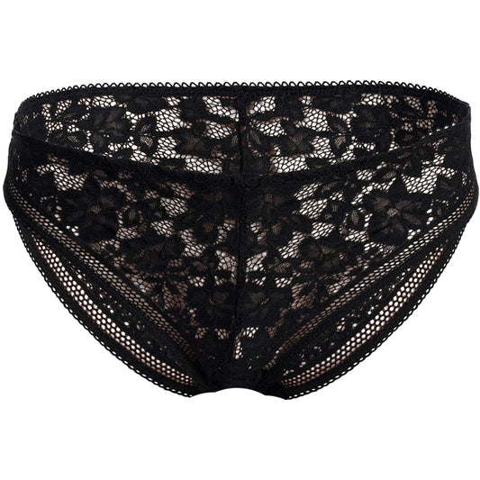 Black - Front - Wolford Womens-Ladies Lace Mid Rise Bikini Bottoms
