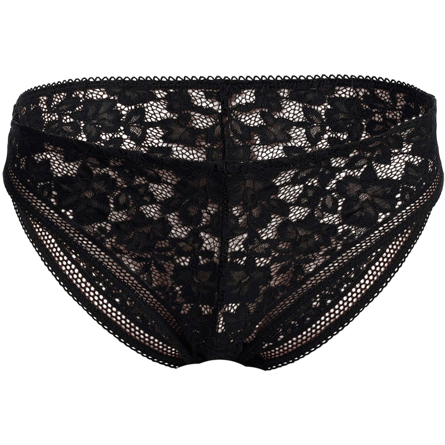 Black - Front - Wolford Womens-Ladies Lace Mid Rise Bikini Bottoms
