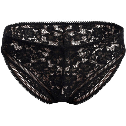 Black - Front - Wolford Womens-Ladies Lace Mid Rise Bikini Bottoms