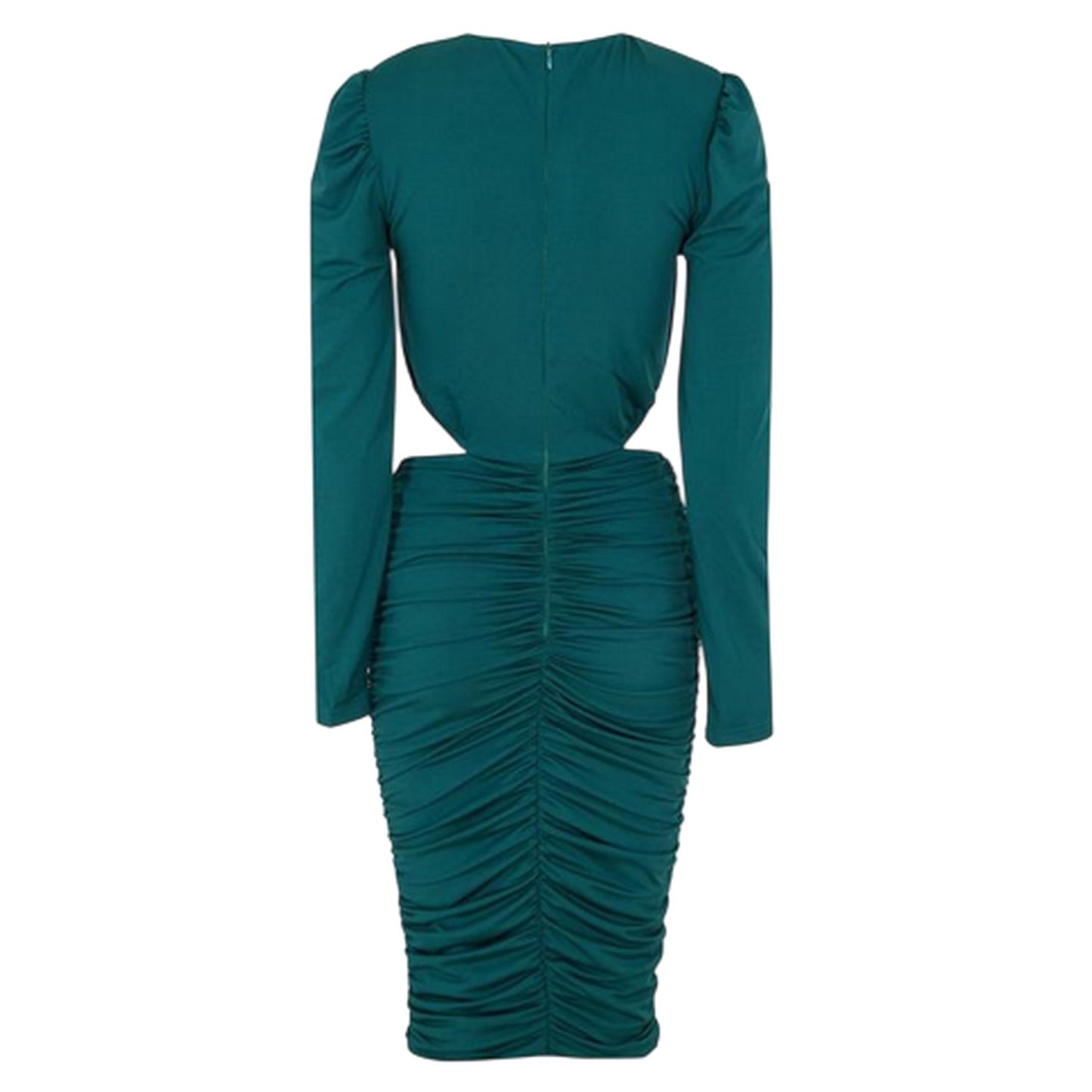 Green - Back - AX Paris Womens-Ladies Cut Out Zipped Long-Sleeved Midi Dress