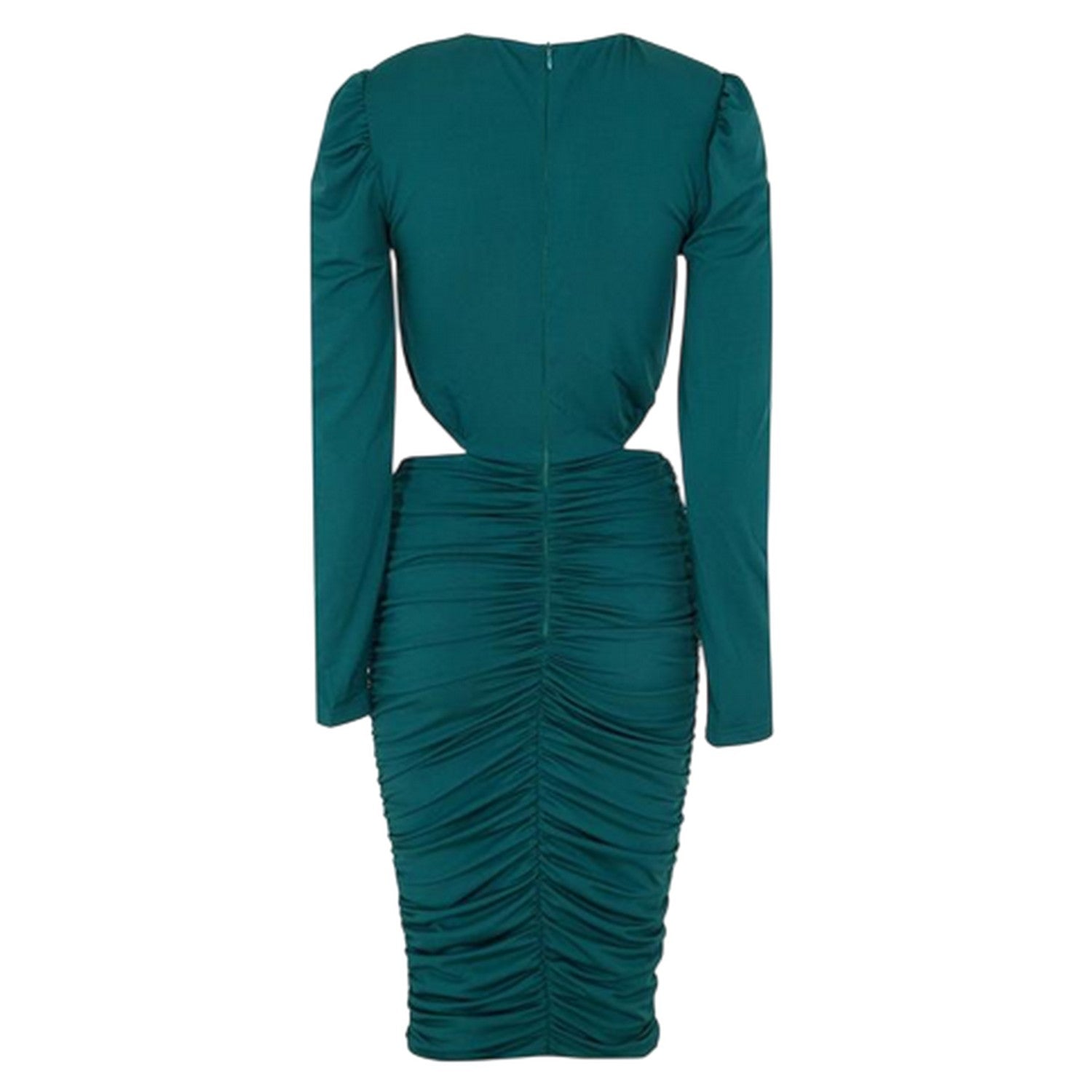 Green - Back - AX Paris Womens-Ladies Cut Out Zipped Long-Sleeved Midi Dress