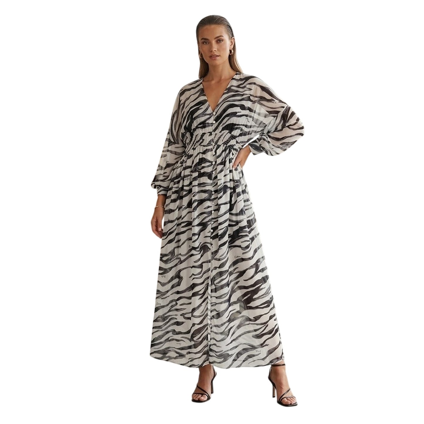 White-Black - Lifestyle - Biba Womens-Ladies Little Mistress Zebra Print Maxi Dress