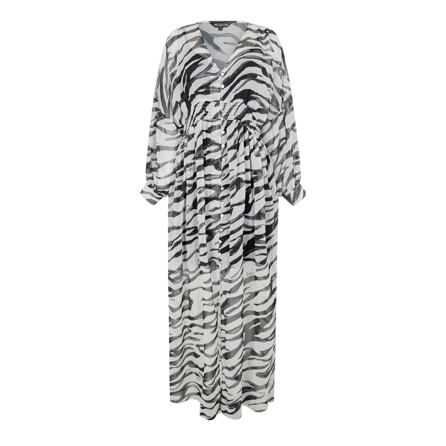 White-Black - Front - Biba Womens-Ladies Little Mistress Zebra Print Maxi Dress
