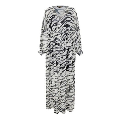 White-Black - Front - Biba Womens-Ladies Little Mistress Zebra Print Maxi Dress