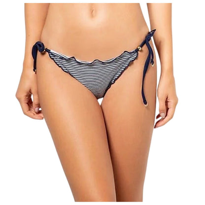 Navy-White - Back - Panos Emporio Womens-Ladies Striped Side Tie Bikini Bottoms