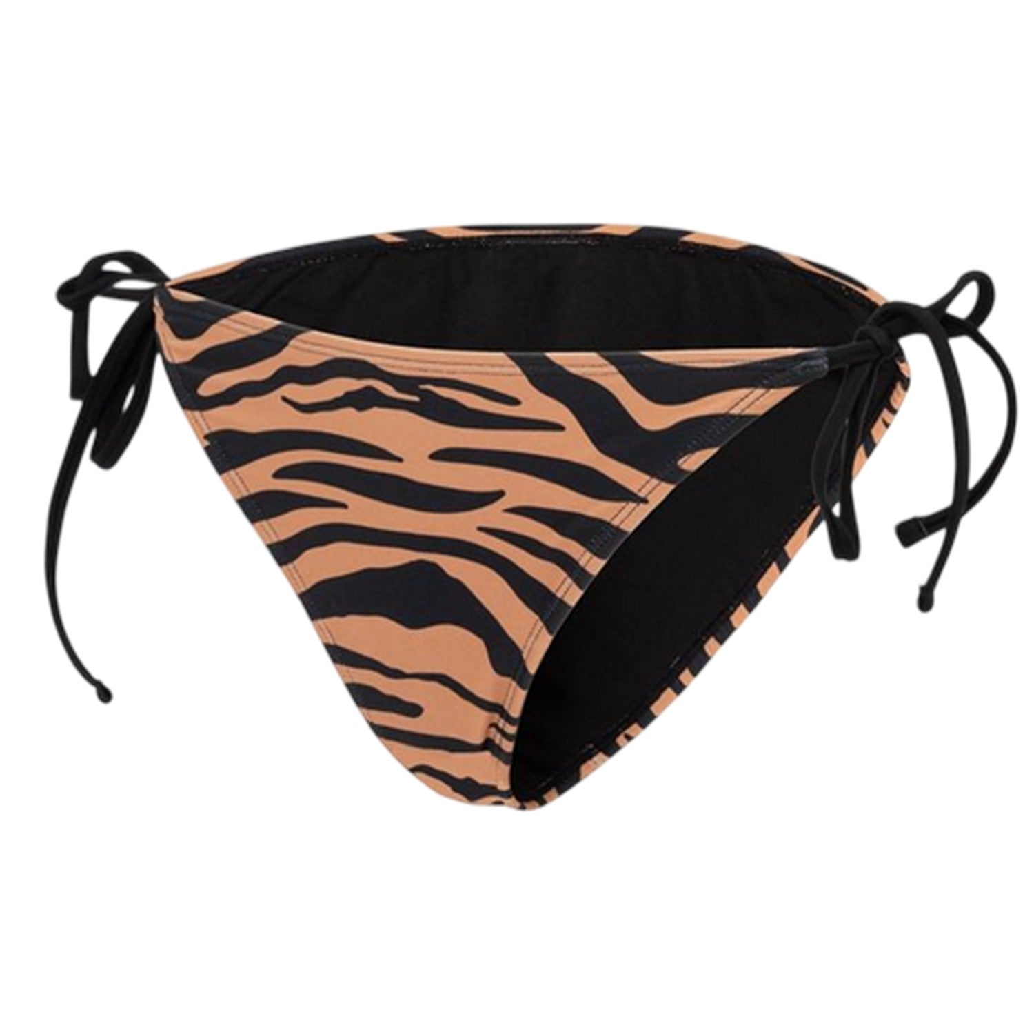 Black-Brown - Side - SoulCal Womens-Ladies Tiger Print Side Tie Bikini Bottoms