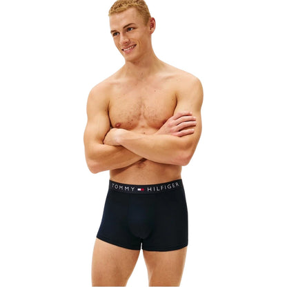White-Navy - Side - Tommy Hilfiger Mens Plain Boxer Shorts (Pack of 2)