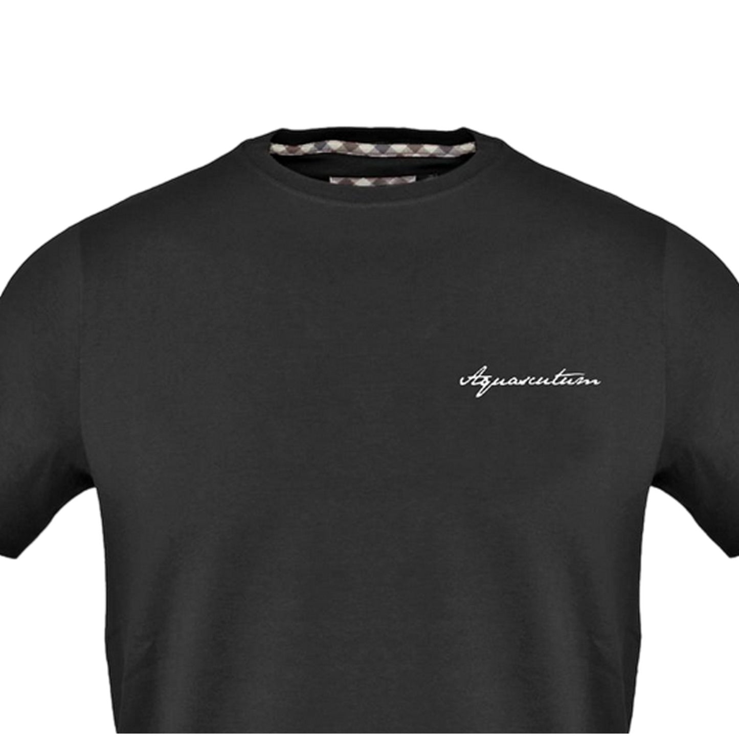 Black - Side - Aquascutum Mens Logo Crew Neck Regular T-Shirt