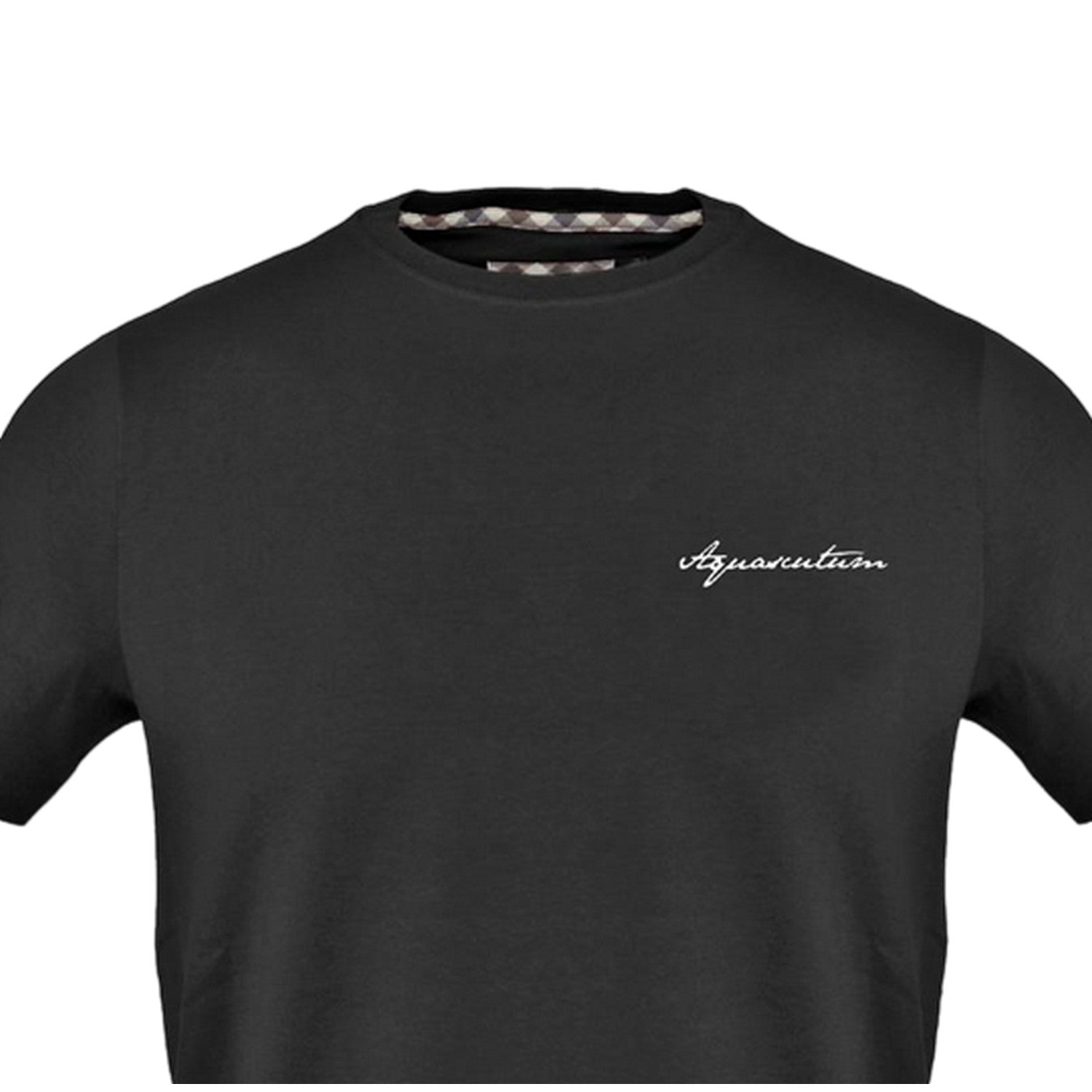 Black - Side - Aquascutum Mens Logo Crew Neck Regular T-Shirt