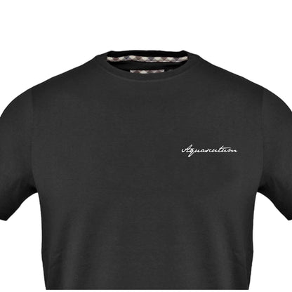 Black - Side - Aquascutum Mens Logo Crew Neck Regular T-Shirt