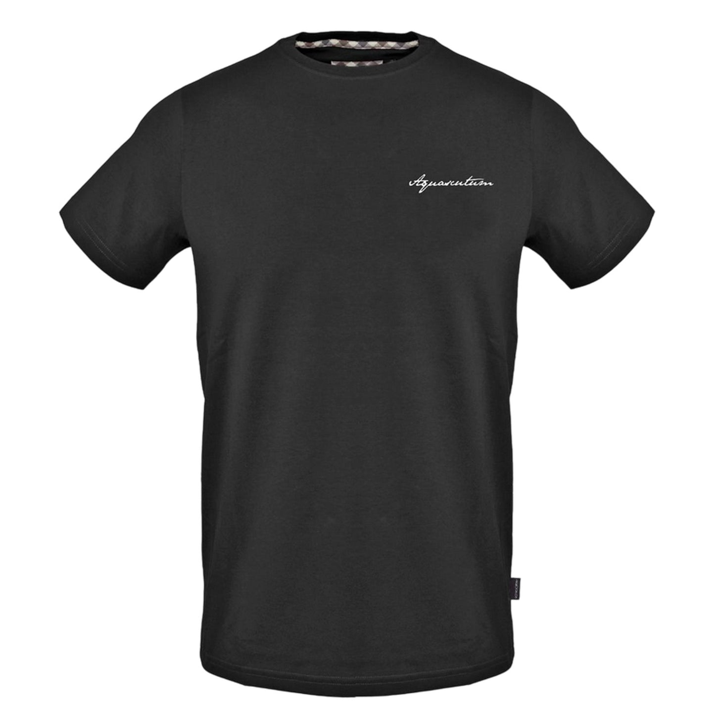 Black - Front - Aquascutum Mens Logo Crew Neck Regular T-Shirt