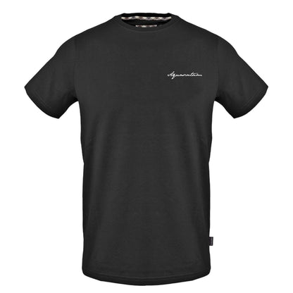 Black - Front - Aquascutum Mens Logo Crew Neck Regular T-Shirt
