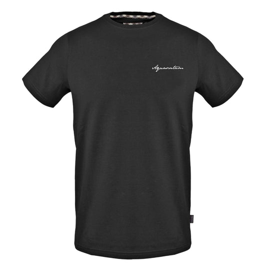 Black - Front - Aquascutum Mens Logo Crew Neck Regular T-Shirt