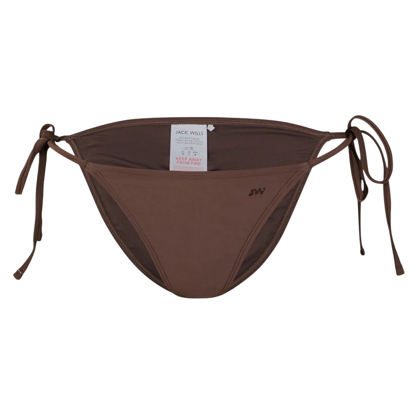 Brown - Front - Jack Wills Womens-Ladies Side Tie Bikini Bottoms