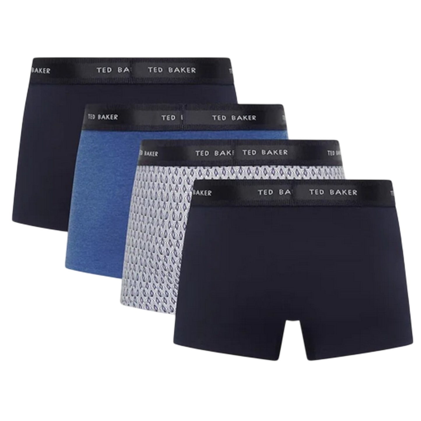 Navy-Multicoloured - Back - Ted Baker Mens Plain Boxer Shorts (Pack of 4)