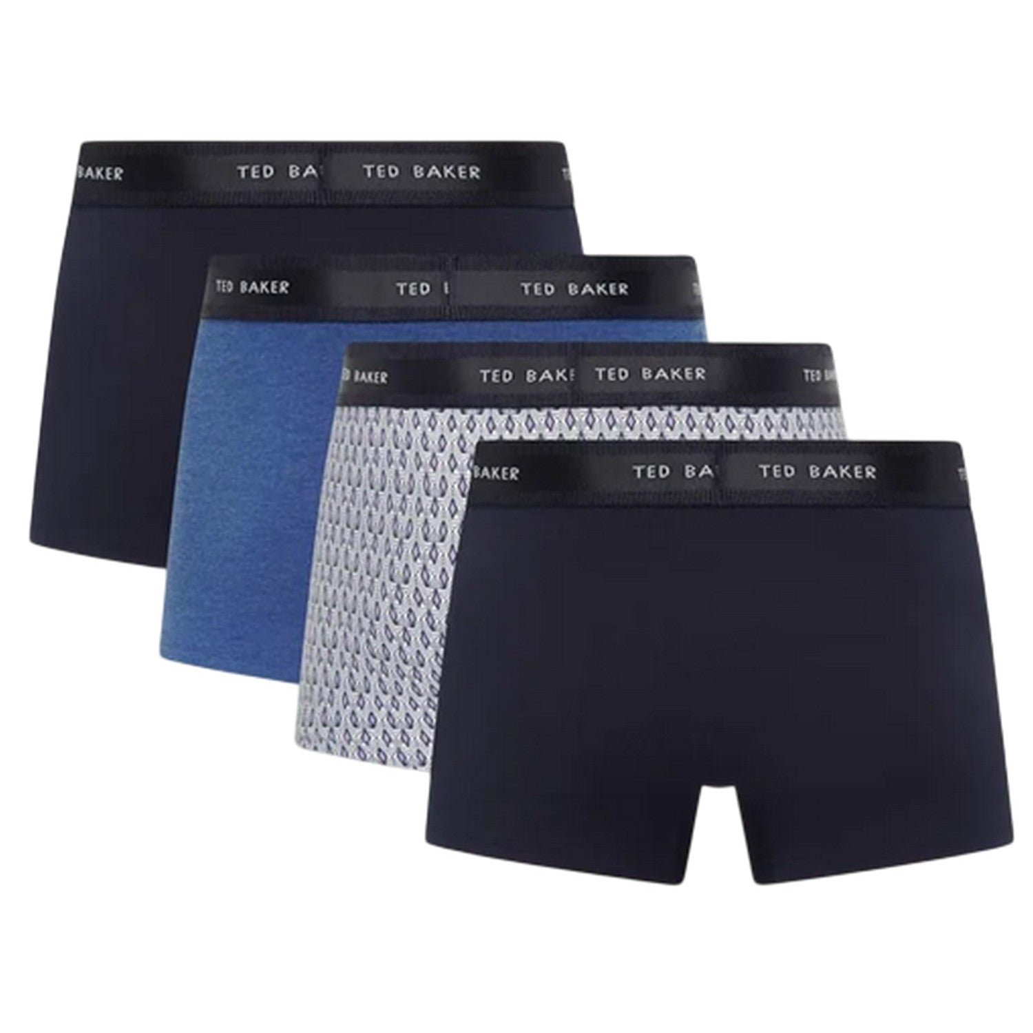Navy-Multicoloured - Back - Ted Baker Mens Plain Boxer Shorts (Pack of 4)