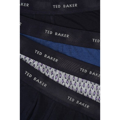 Navy-Multicoloured - Side - Ted Baker Mens Plain Boxer Shorts (Pack of 4)