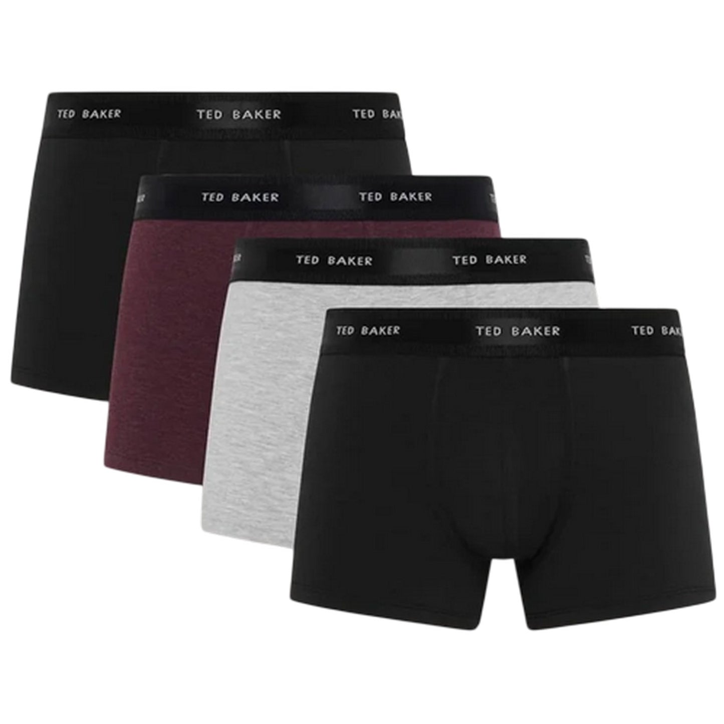 Black-Multicoloured - Front - Ted Baker Mens Plain Boxer Shorts (Pack of 4)