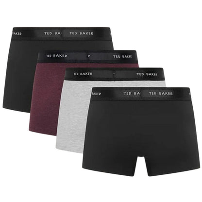 Black-Multicoloured - Back - Ted Baker Mens Plain Boxer Shorts (Pack of 4)