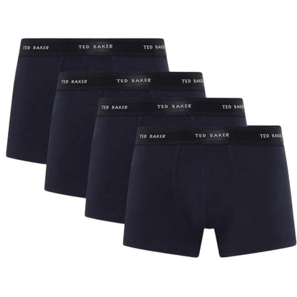 Navy - Front - Ted Baker Mens Plain Boxer Shorts (Pack of 4)
