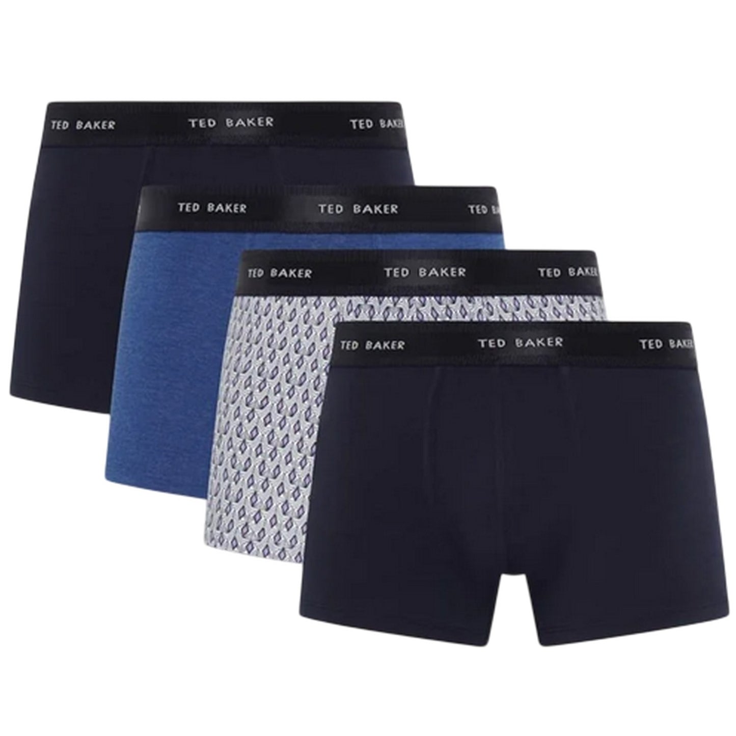 Navy-Multicoloured - Front - Ted Baker Mens Plain Boxer Shorts (Pack of 4)
