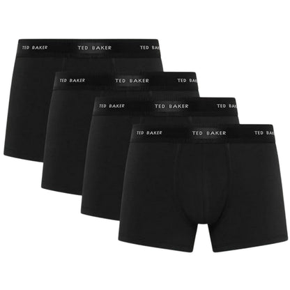 Black - Front - Ted Baker Mens Plain Boxer Shorts (Pack of 4)