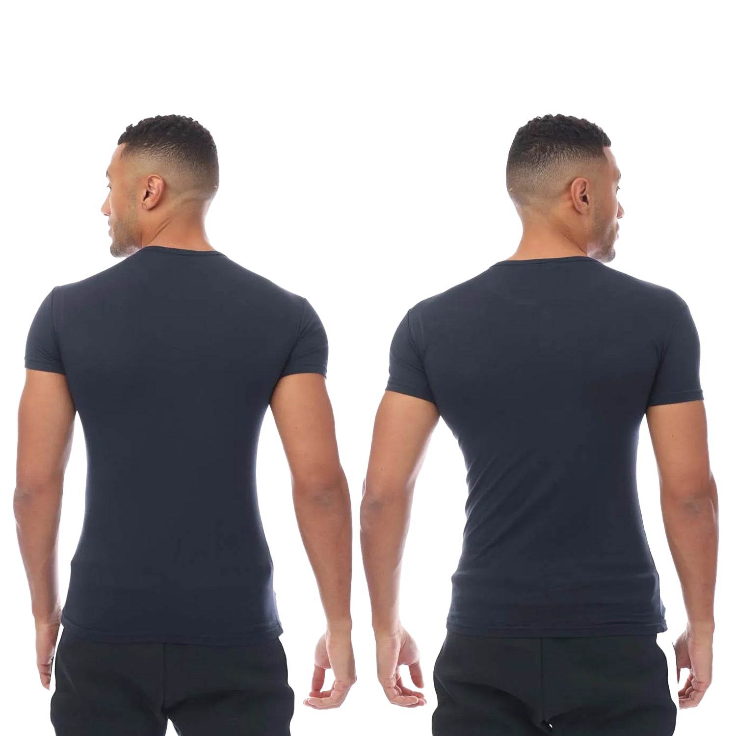 Navy - Back - Emporio Armani Mens Underwear Logo T-Shirt (Pack of 2)