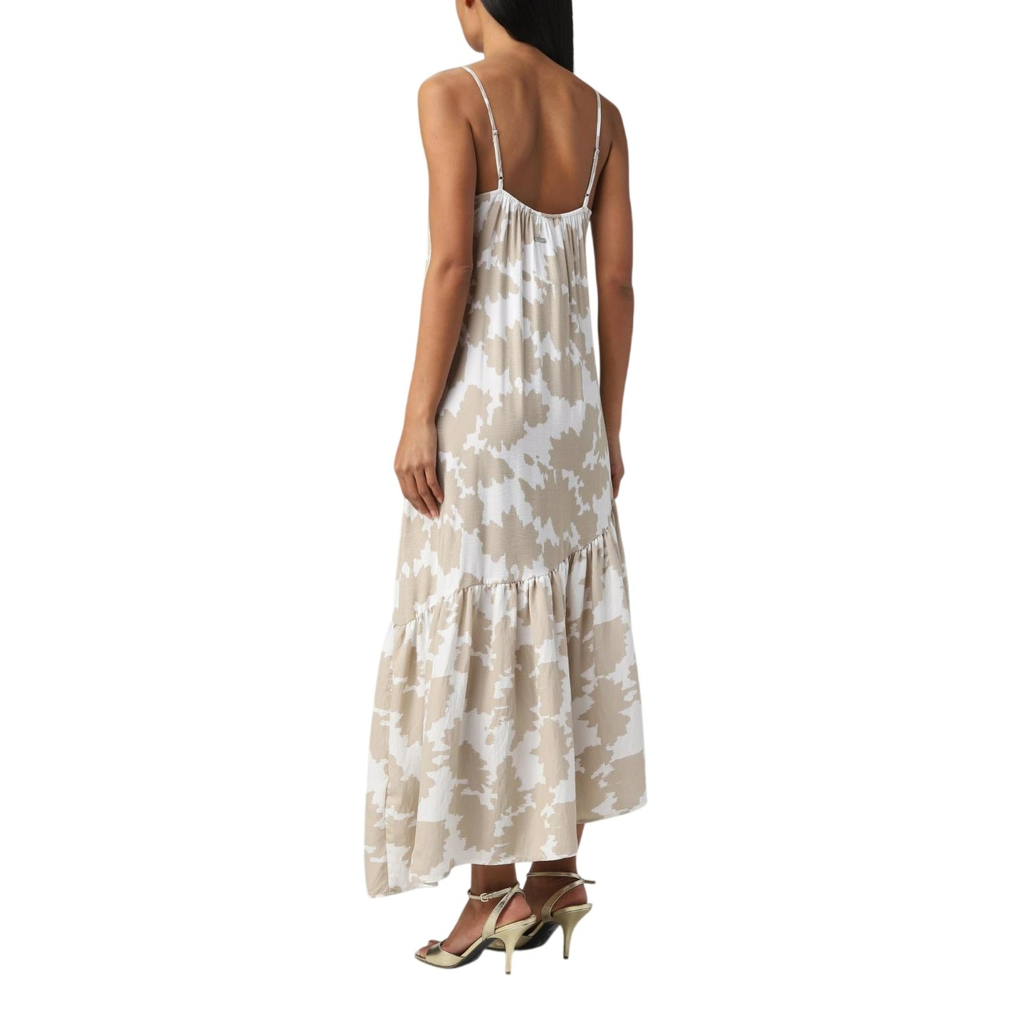 Sand - Back - Armani Exchange Womens-Ladies Tie Dye Asymmetric Hem Maxi Dress