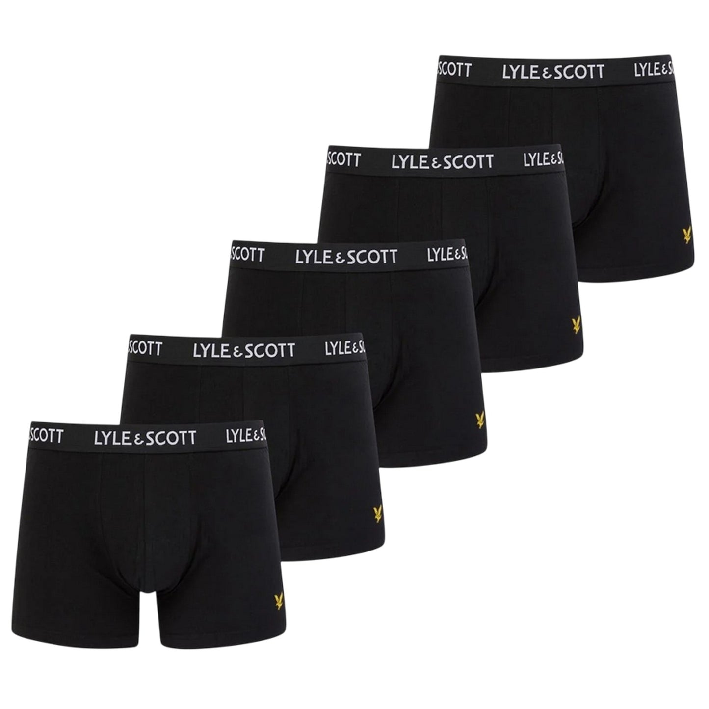 Black - Front - Lyle & Scott Mens Cotton Blend Boxer Shorts (Pack of 5)