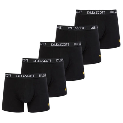 Black - Front - Lyle & Scott Mens Cotton Blend Boxer Shorts (Pack of 5)