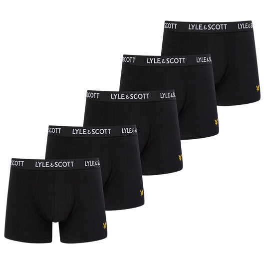 Black - Front - Lyle & Scott Mens Cotton Blend Boxer Shorts (Pack of 5)