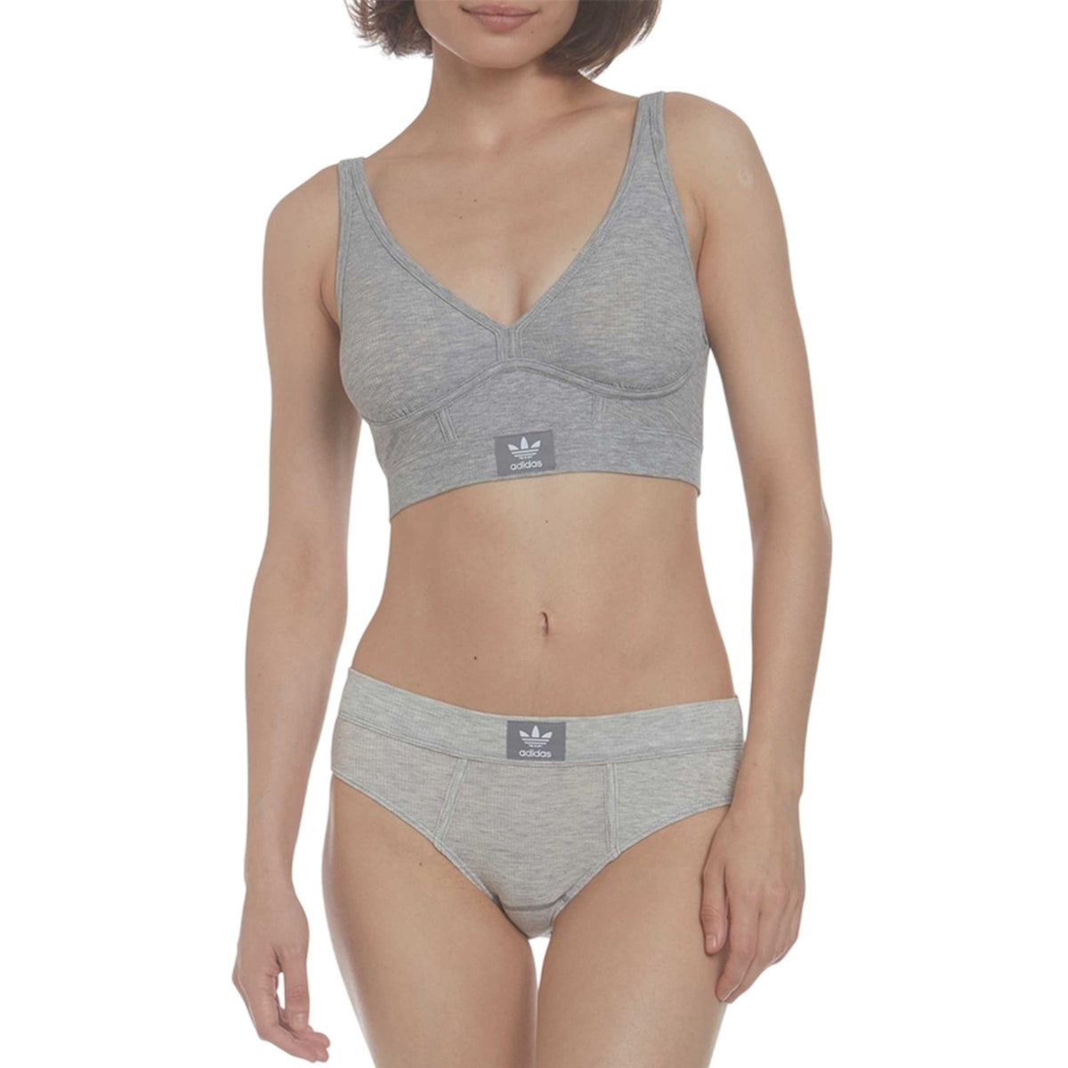 Heather Grey - Front - Adidas Womens-Ladies Modal Bralette