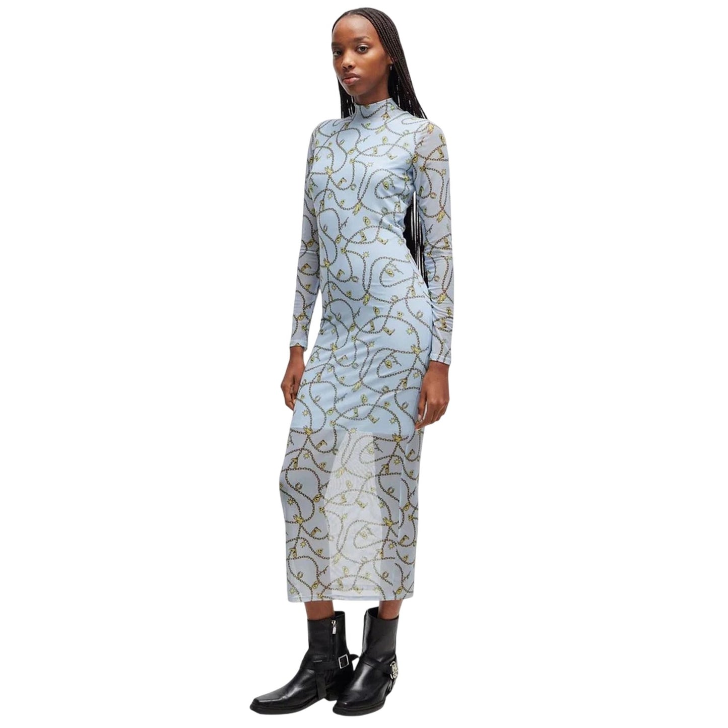 Blue - Lifestyle - Hugo Womens-Ladies Nasuse 2 Mesh Maxi Dress